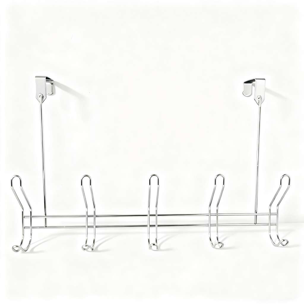 9913银色双线门后挂钩免打孔挂衣架神器门上挂架墙上壁挂子强力无痕衣服帽衣钩