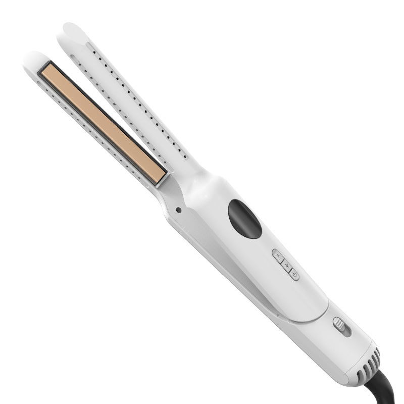 跨境爆款家用二合一直发器冷风夹板卷发器10mm超窄PTC加热电夹板 白色