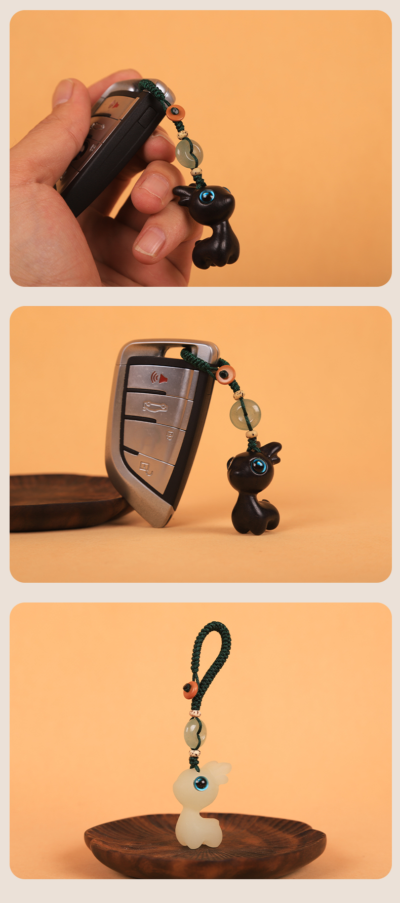 手工编织中国结檀木小鹿一路平安路路通车钥匙扣挂件挂饰品汽车用品详情10