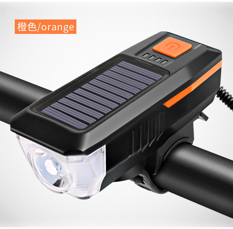 Hot-selling solar-powered horn headlight with battery level display, high-lumen strong light for night riding, high-pitched horn light pic 7