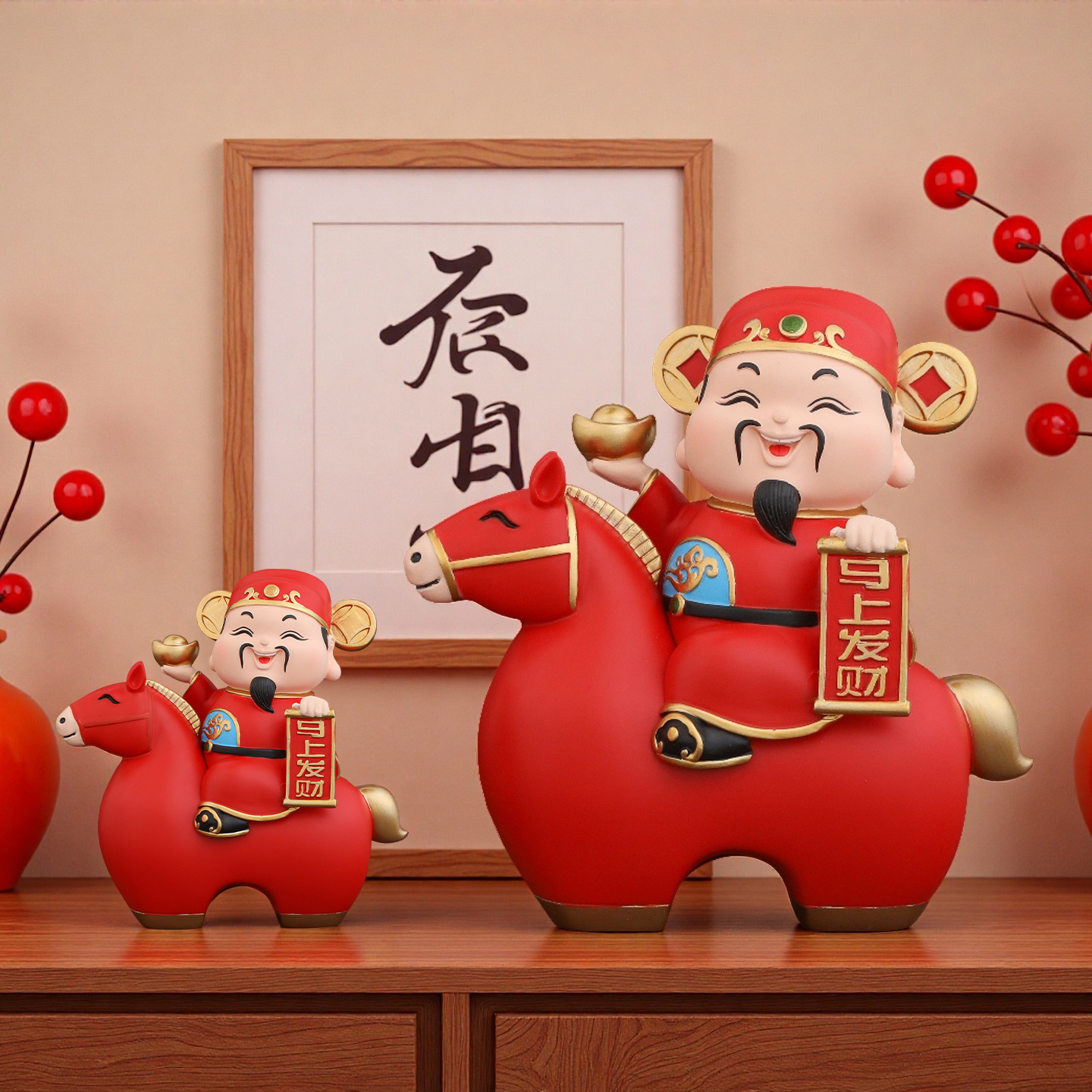2026马年财神马上发财摆件办公室店铺家居招财装饰乔迁新年礼物细节图