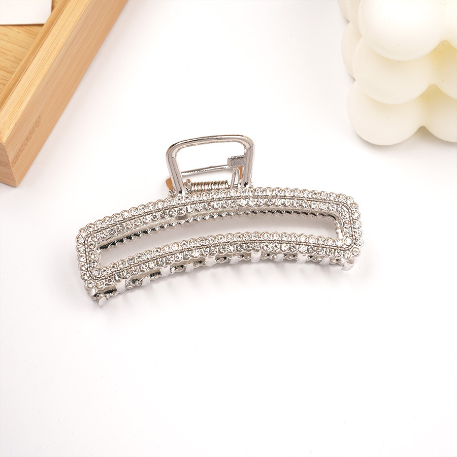 Simple geometric hair clips, full diamond square grabber for girls, light luxury and high-end feel, water diamond updo hair, shark clip grabber Specification image