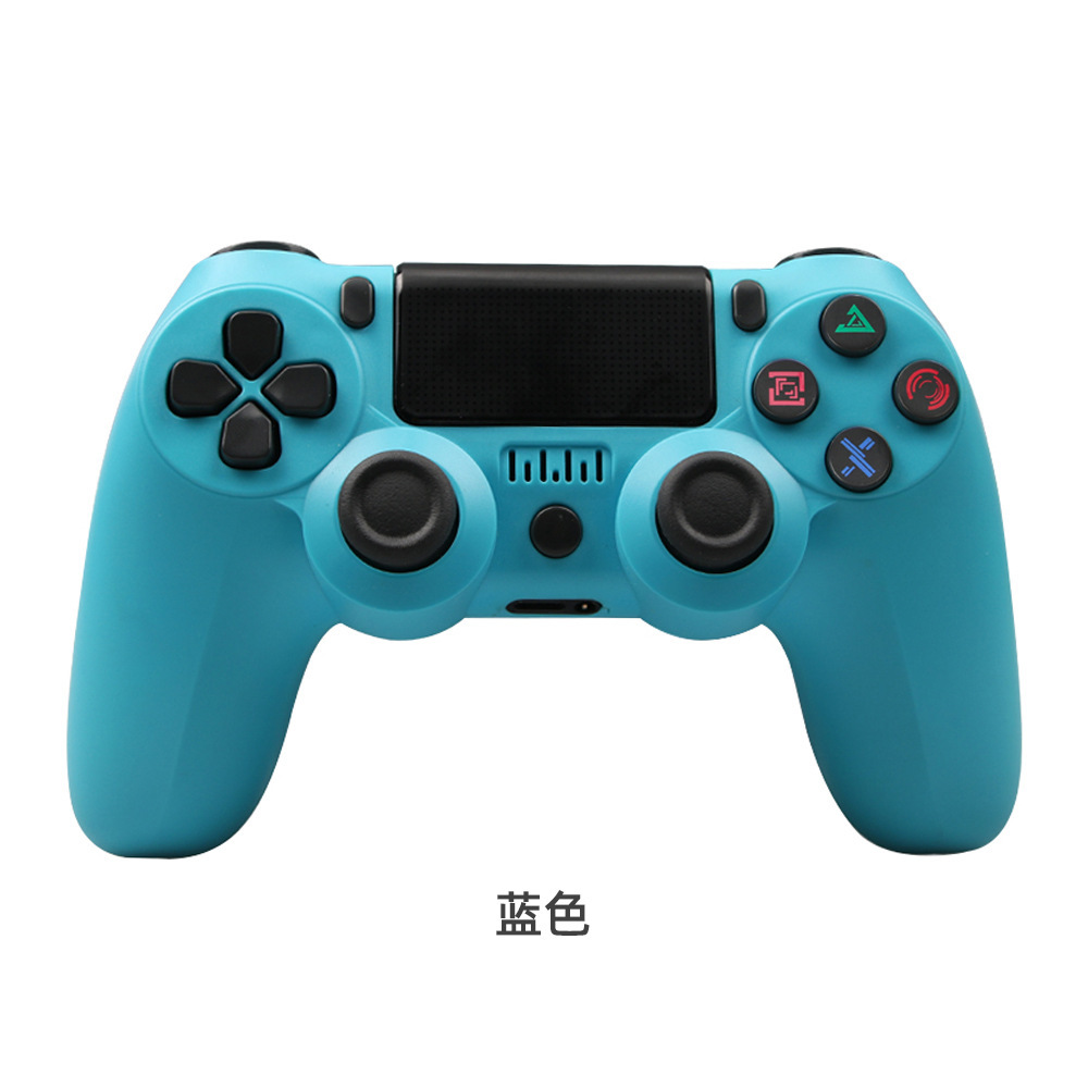 跨境私模P4无线蓝牙游戏手柄六轴双震动手柄第4代带灯条控制器 蓝色