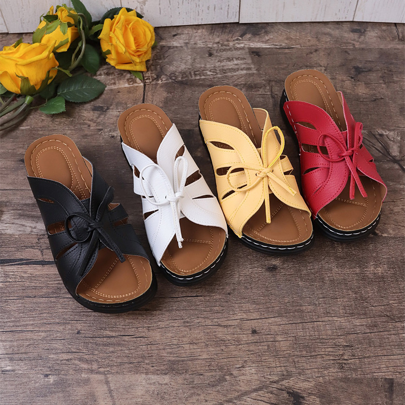 2024 New export European and American large-sized summer new thick-soled one-line breathable sewn lace-up home flip-flops Application Scenario