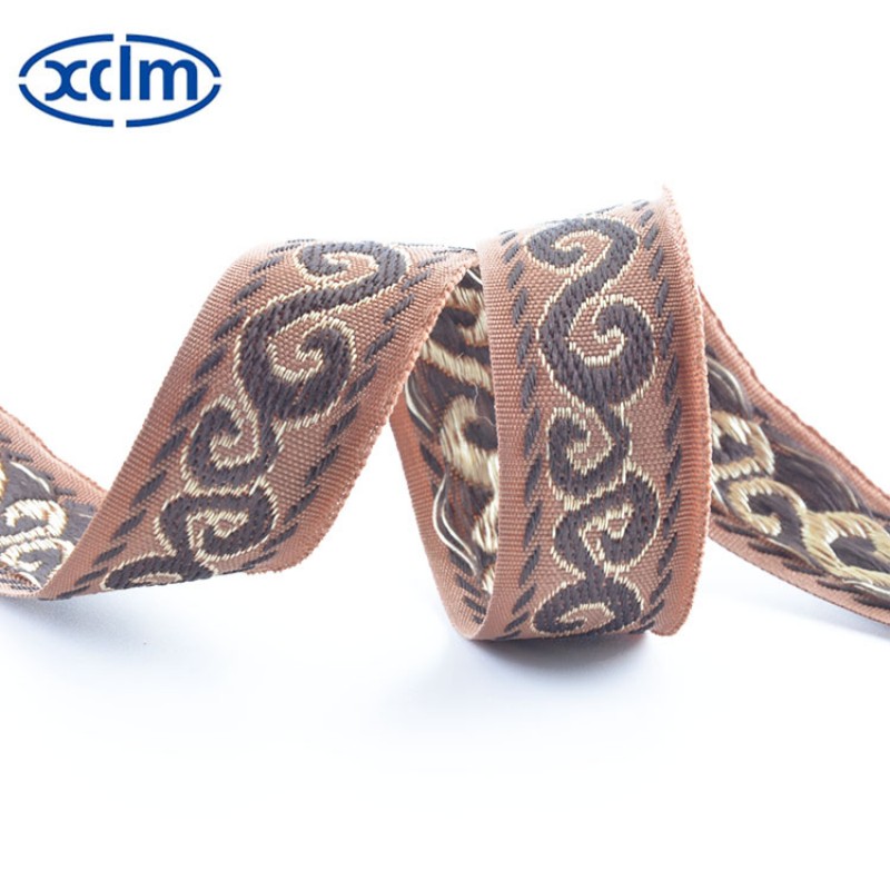 2.5cm geometric fashion ethnic style webbing clothing accessories, polyester decorative materials, colored jacquard ribbons, edge banding fabric strips Item Picture