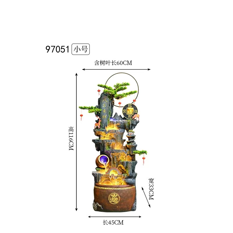 假山喷泉流水摆件招财鱼缸庭院阳台玄关客厅落地风水轮造景装饰品产品图