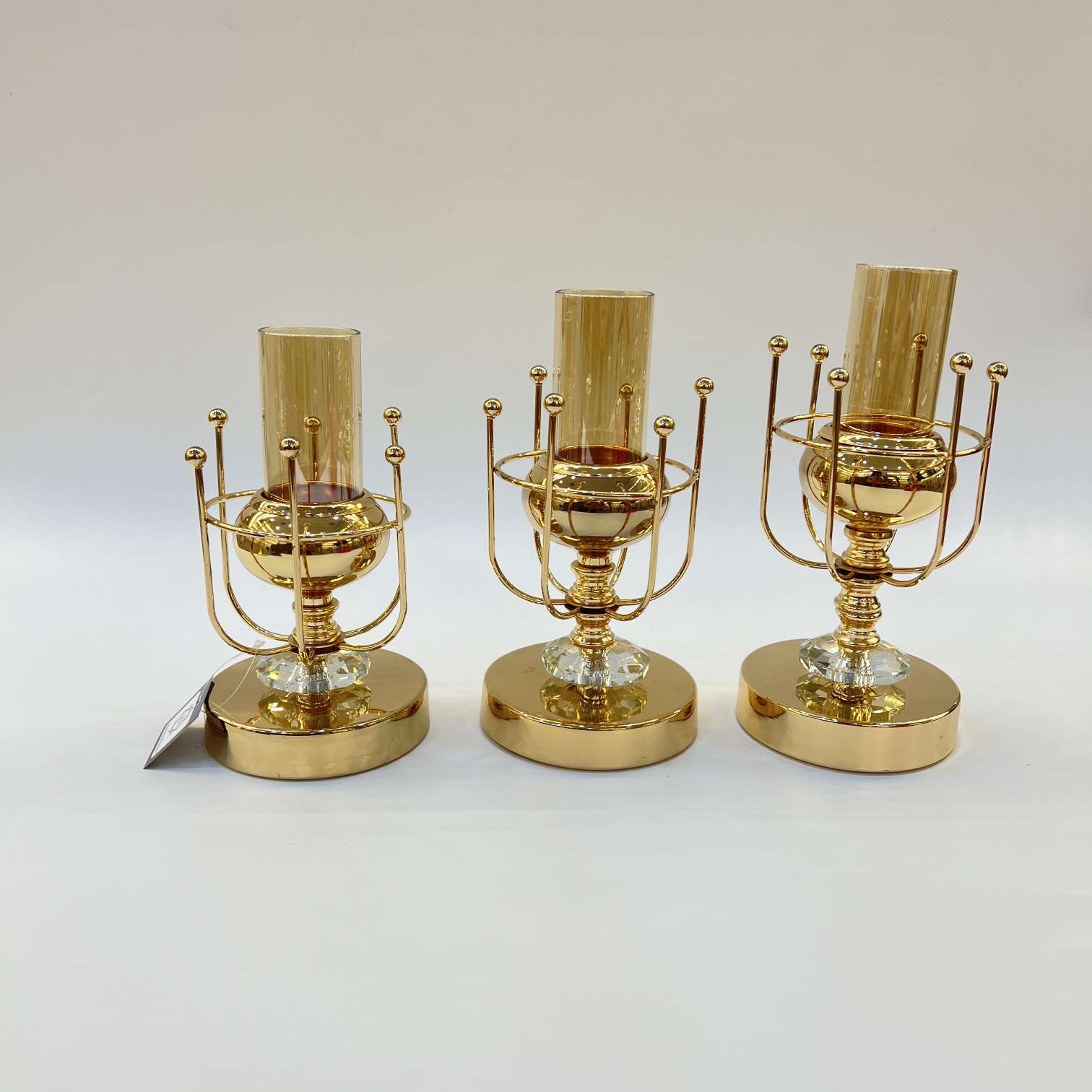新款热销金属三件套烛台 水晶玻璃烛台