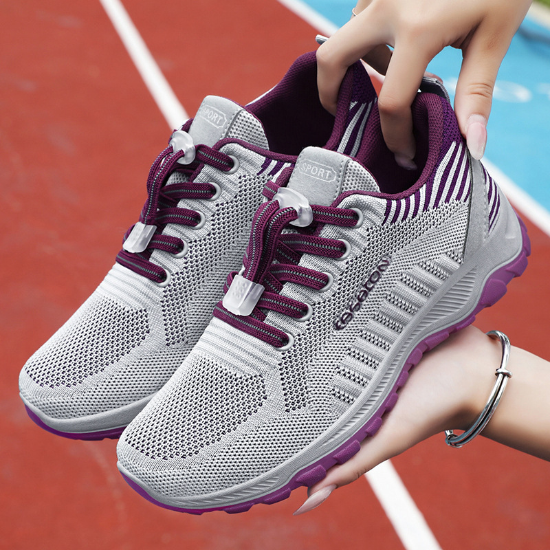 Women's walking shoes, soft-soled woven sports shoes, 2025 summer new style single shoes, comfortable Korean-style breathable casual net shoes full figure