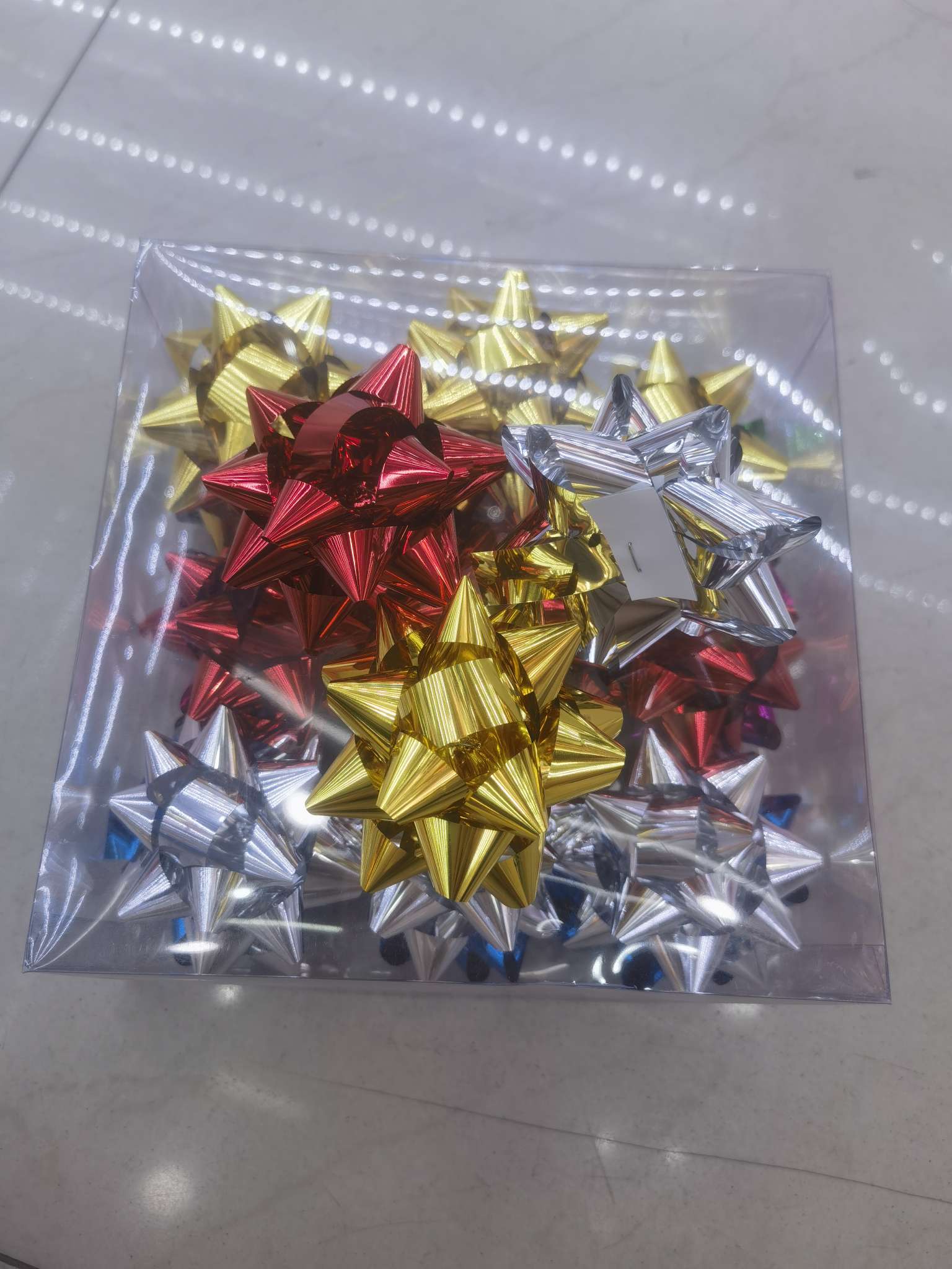 4-inch star flower festival party decoration gift ribbon artificial flower Christmas gift packaging solid color star flower details Picture