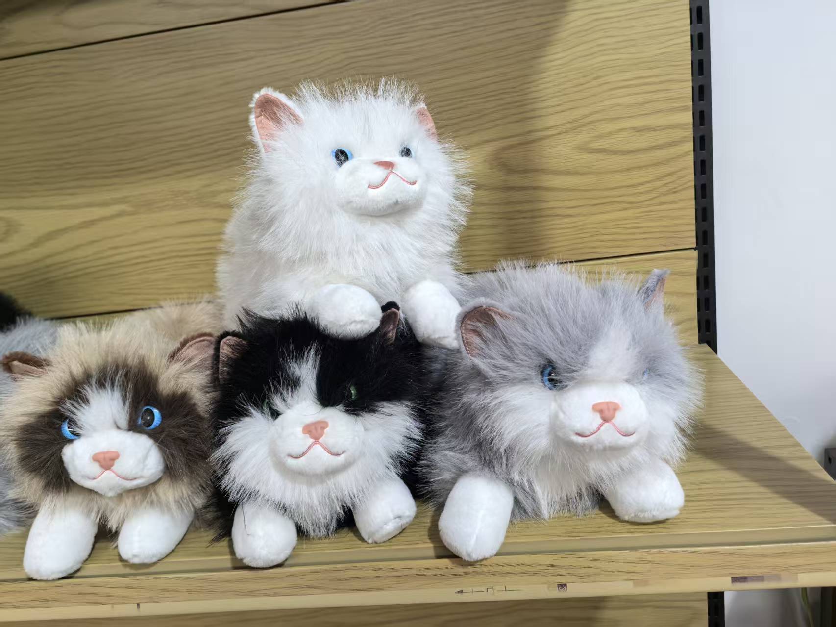 仿真布偶猫咪毛绒公仔带音乐玩偶围兜小猫咪儿童礼物亲子互动玩具 