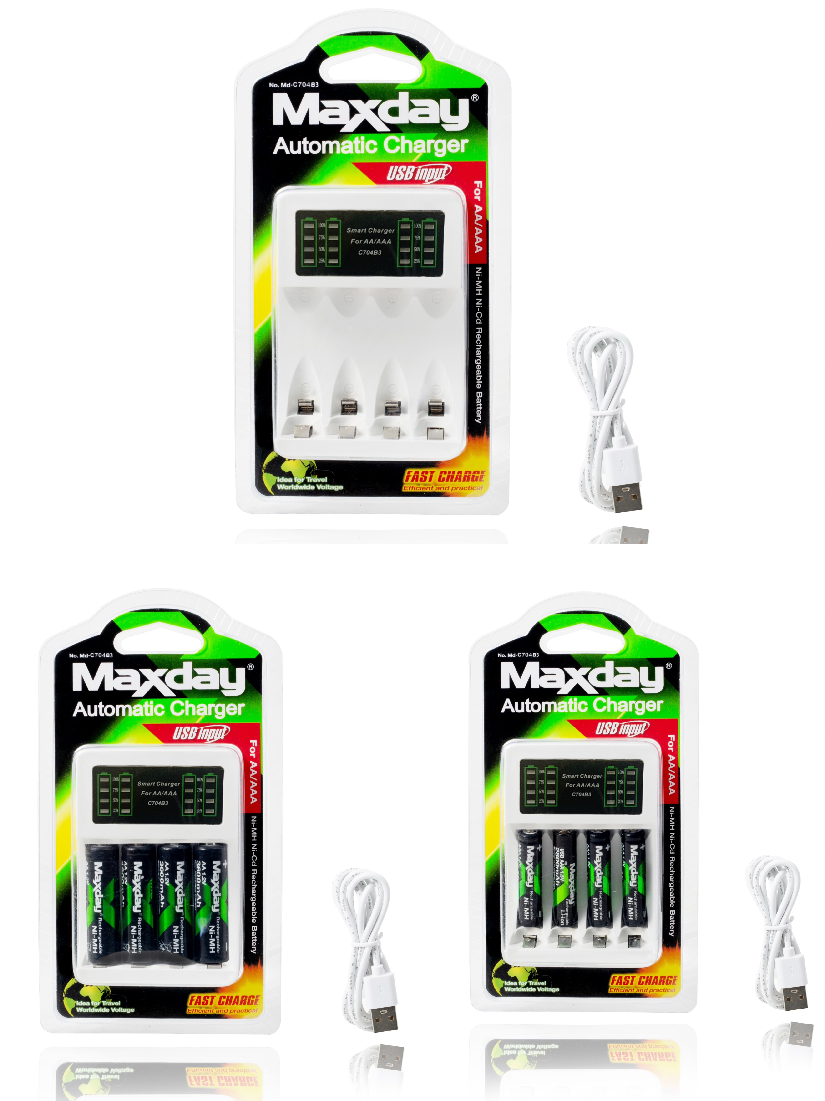 【Maxday】MD- Md704B3 AA/AAA充电器
