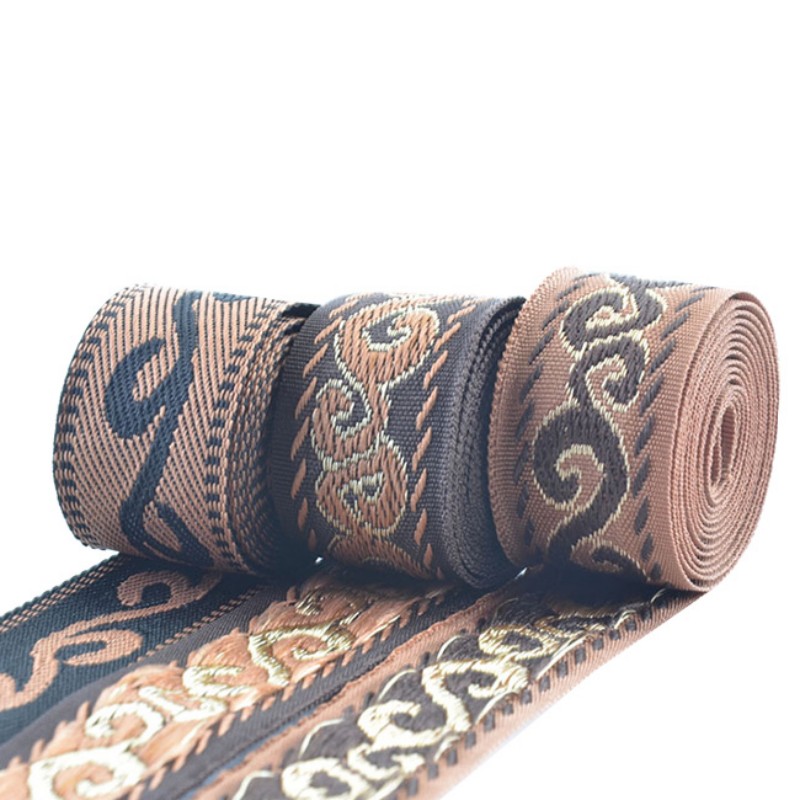 2.5cm geometric fashion ethnic style webbing clothing accessories, polyester decorative materials, colored jacquard ribbons, edge banding fabric strips