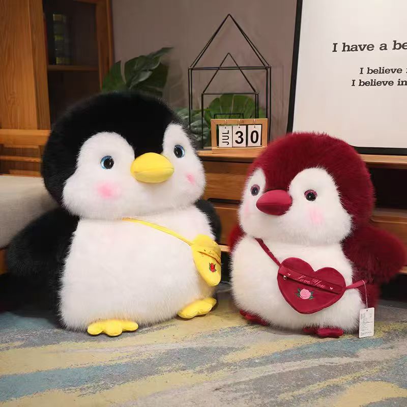 New 25CM shoulder bag penguin (golden mink fleece) 🐧 figurine details Picture