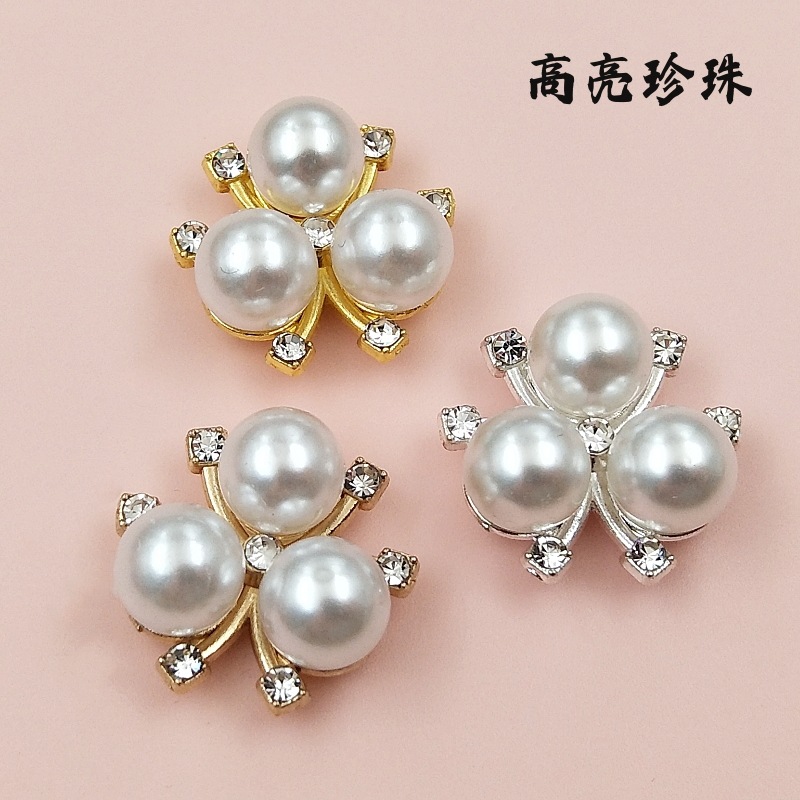 Alloy high-brightness pearl flower center hair accessories, DIY handcrafted clothing, accessories, flower plates, fasteners, headwear wholesale