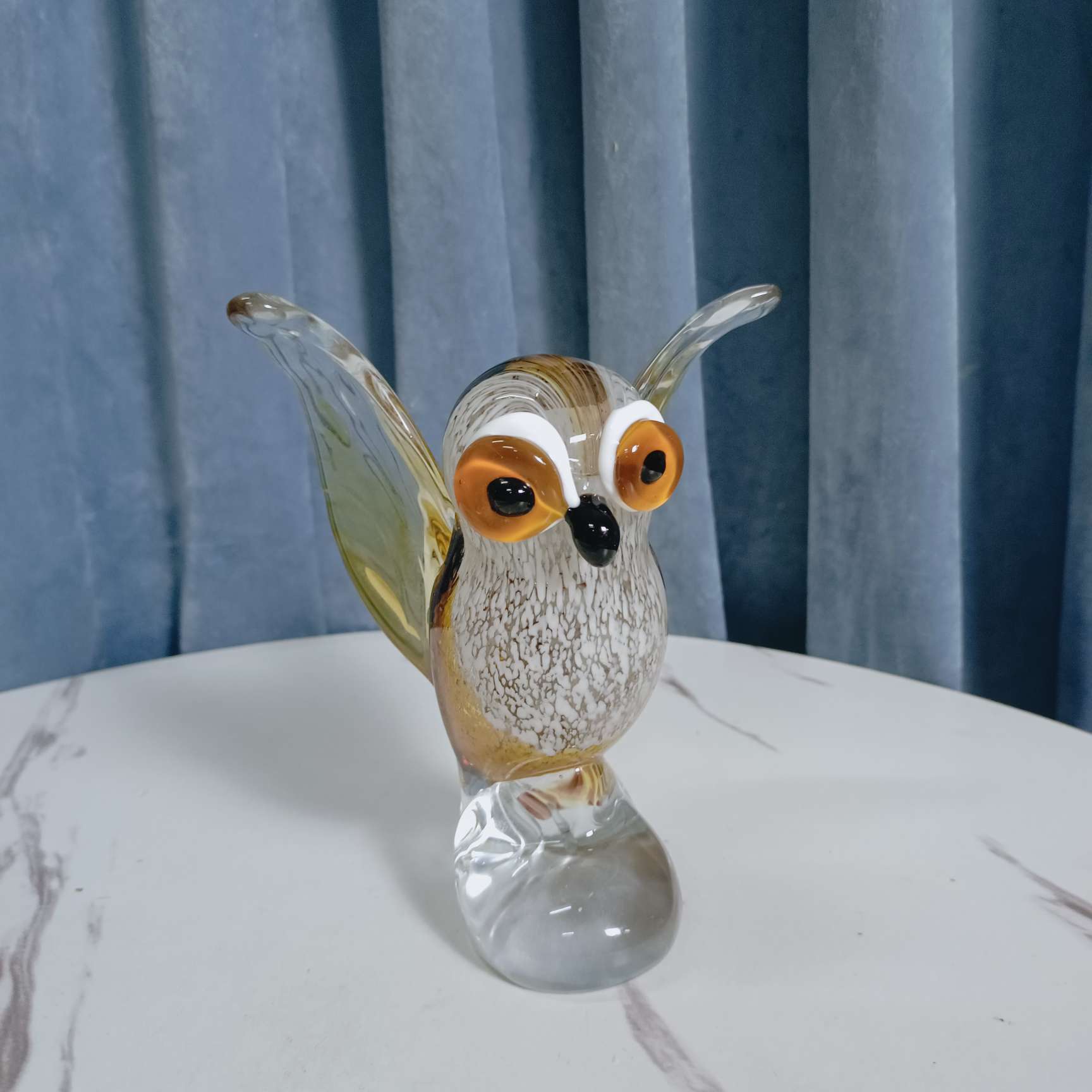 琉璃工艺品琉璃摆件家居装饰品琉璃创意礼品琉璃猫头鹰纯手工制作出口热销产品桌面装饰摆件乔迁礼品