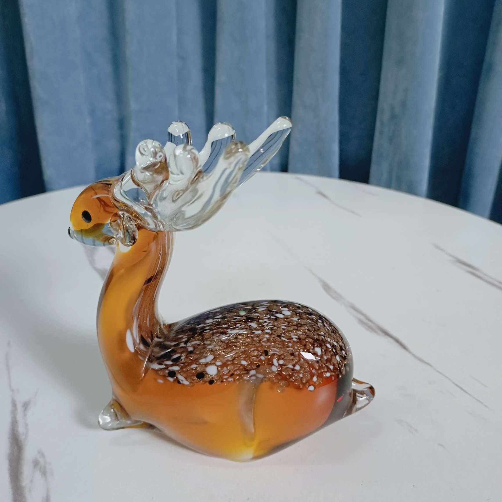琉璃工艺品琉璃摆件家居装饰品琉璃创意礼品琉璃鹿纯手工制作出口热销产品桌面装饰摆件乔迁礼品白底实物图