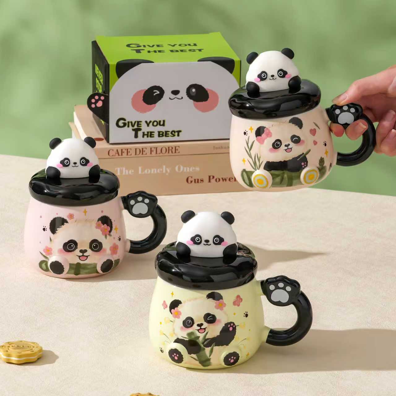 Cute ceramic panda mug birthday gift for boyfriend, best friend, dormitory, high appearance level, drinking water, having morning tea, beautiful souvenir ceramic cup