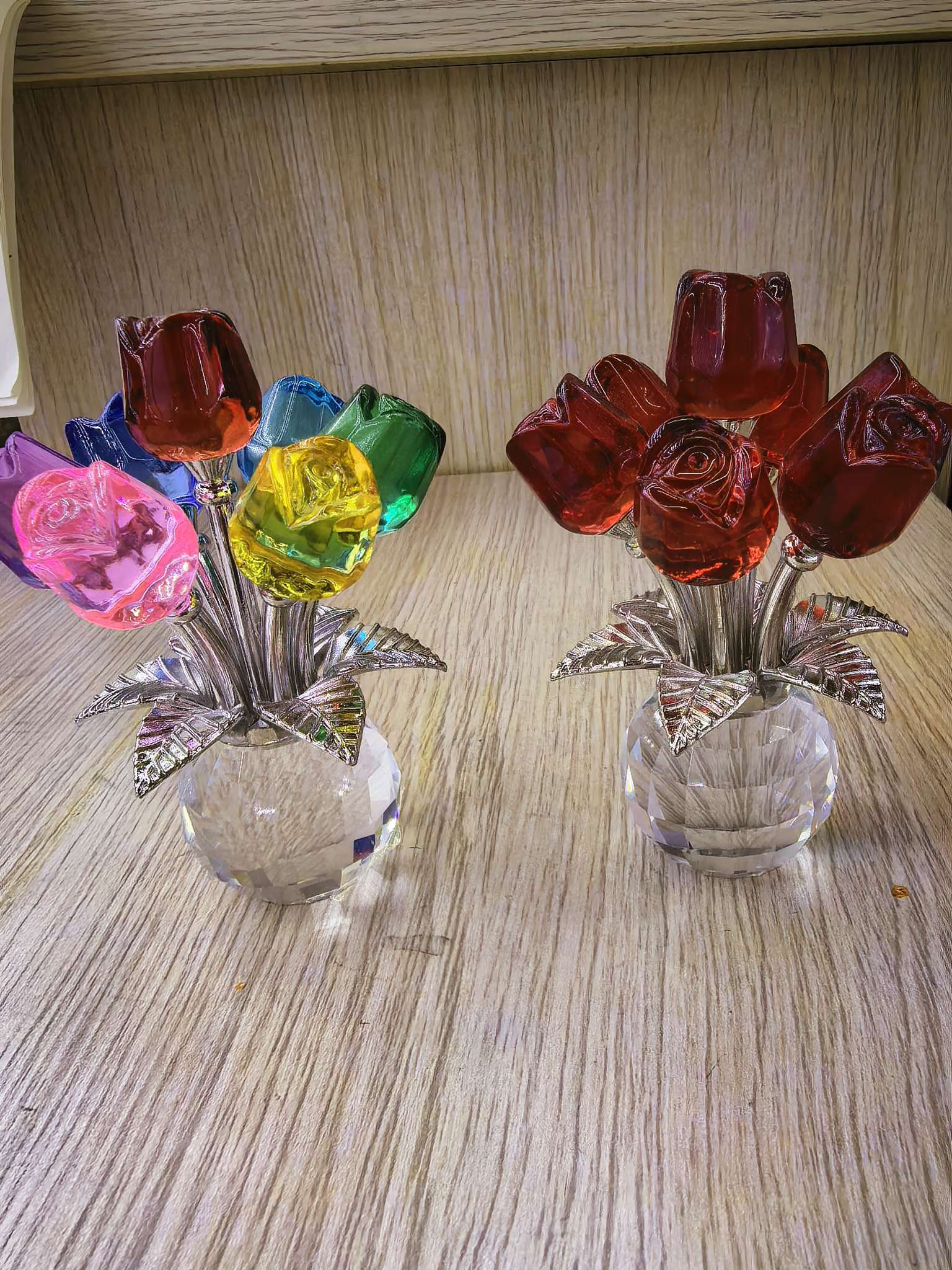 玻璃水晶玫瑰花摆件办公室玄关柜家居装饰礼品7887—12—2水晶详情图3