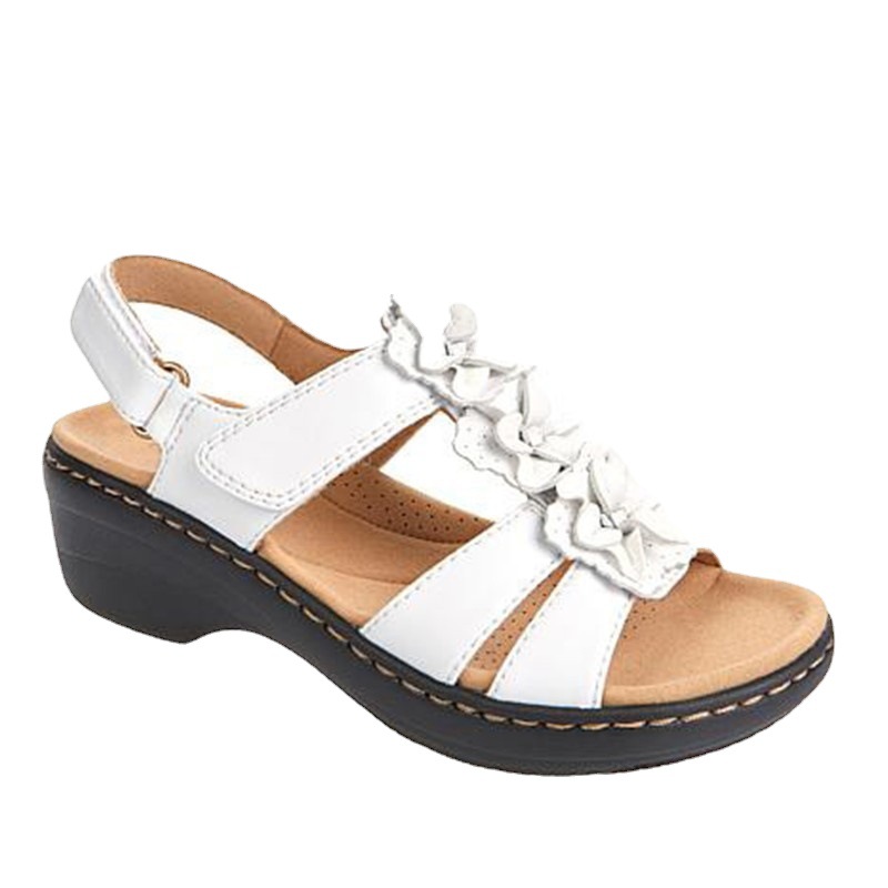 Summer 2022 new European and American floral women's sandals with hollowed-out wedge heels and fish-mouth casual flip-flops for women, size 43 Item Picture