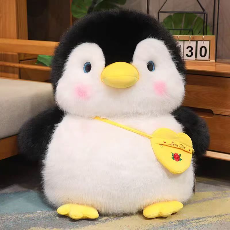 New 25CM shoulder bag penguin (golden mink fleece) 🐧 figurine Specification image