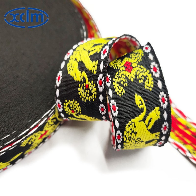 2.5cm elephant ethnic woven tape accessories, Thai Dai ethnic polyester decorative material, clothing accessories, jacquard ribbon edge wrapping details Picture