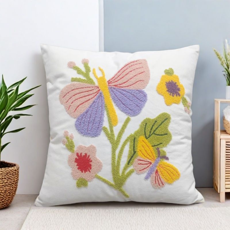 2026批发新款刺绣花朵植物沙发汽车坐垫抱枕定制靠垫详情图2