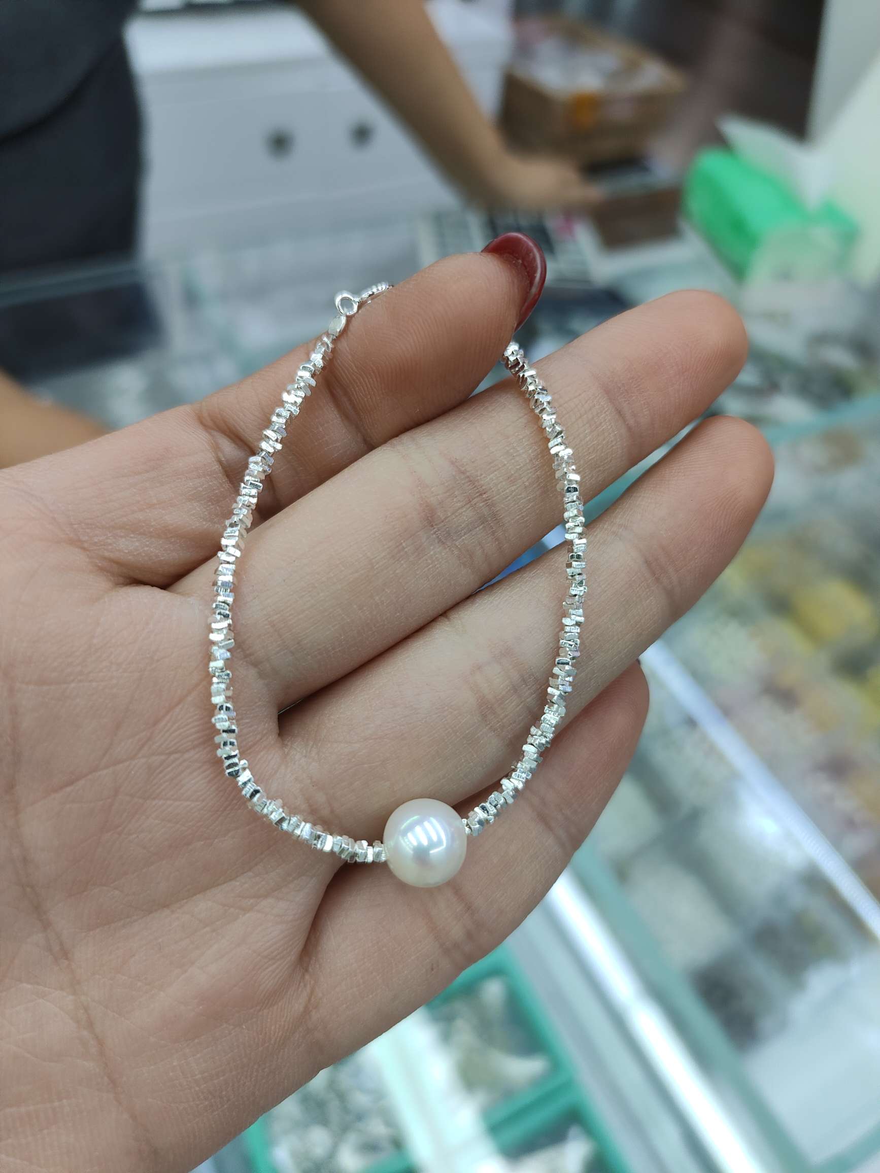 S925碎银加天然珍珠手链饰品产品图