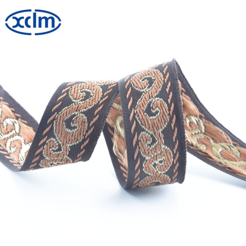 2.5cm geometric fashion ethnic style webbing clothing accessories, polyester decorative materials, colored jacquard ribbons, edge banding fabric strips Application Scenario
