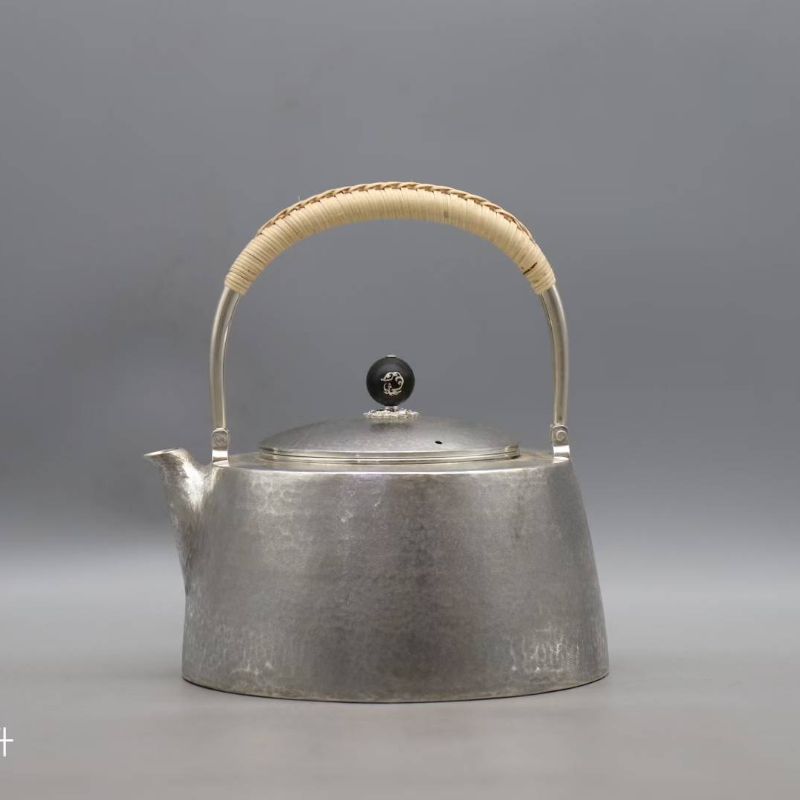 提梁壶纯银茶壶烧水壶大容量户外家用泡茶壶便携煮茶器轻奢复古送礼纯银水壶