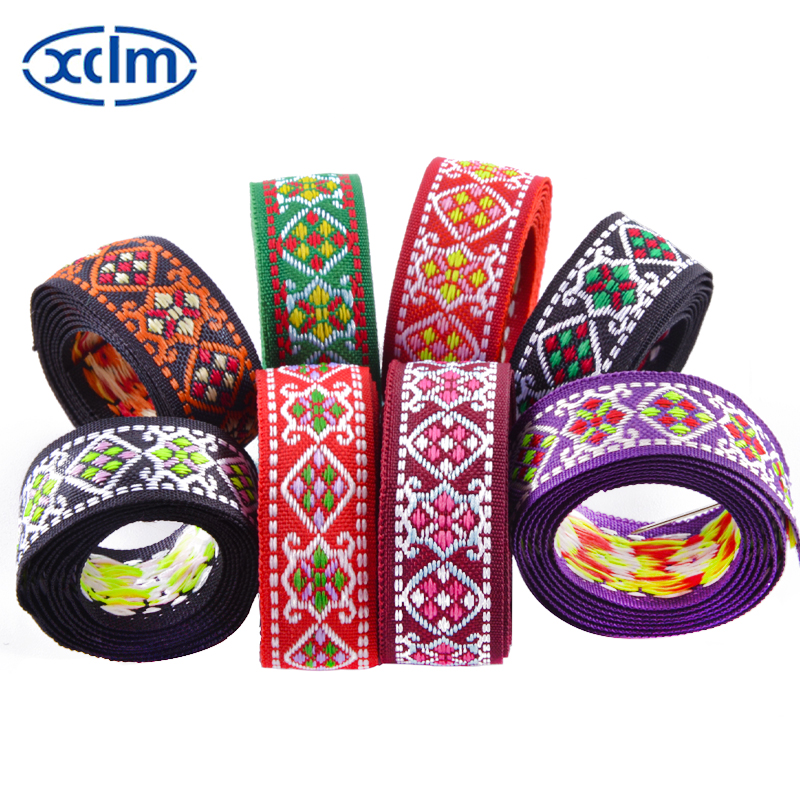 1.6cm ethnic webbing accessories, polyester decorative ribbon material, colored jacquard ribbons, clothing accessories, edge banding fabric strips pic 1