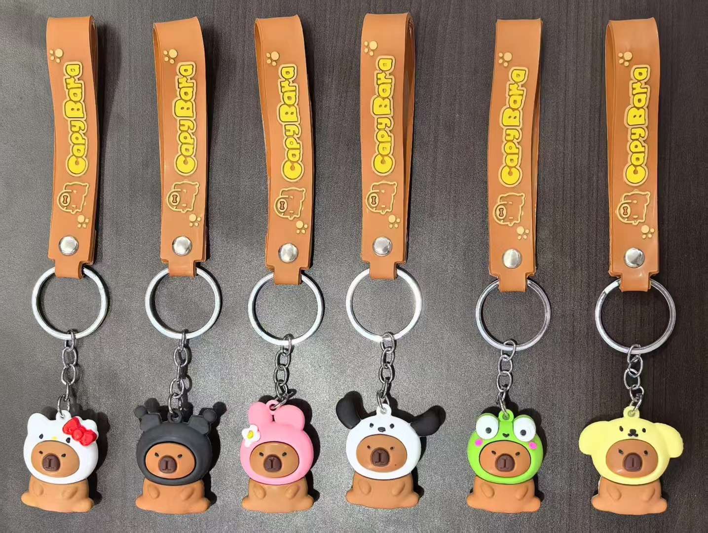 pvc卡皮巴拉钥匙扣挂件带皮绳滴胶钥匙扣详情图4