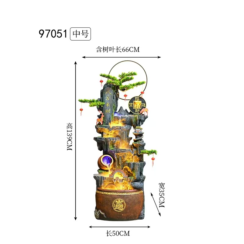假山喷泉流水摆件招财鱼缸庭院阳台玄关客厅落地风水轮造景装饰品细节图