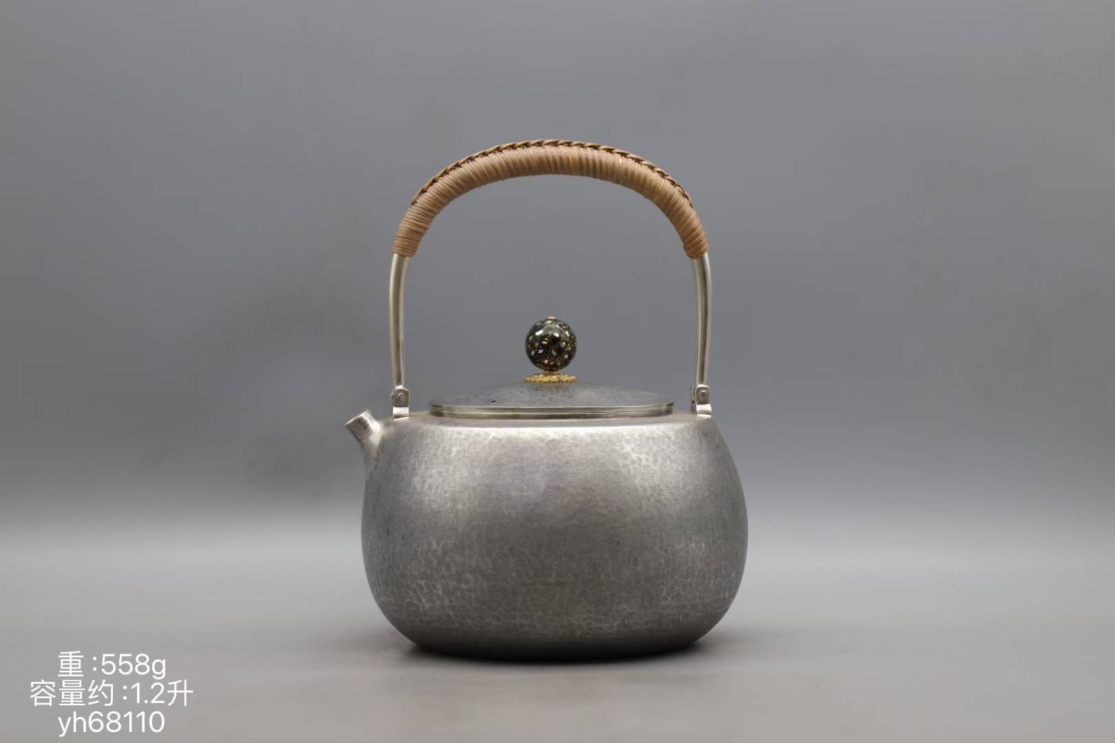 提梁壶纯银茶壶烧水壶大容量户外家用泡茶壶便携煮茶器轻奢复古送礼纯银水壶详情1