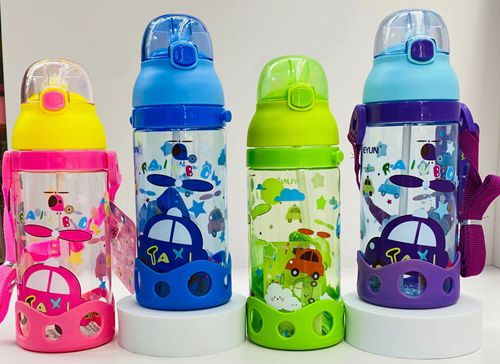 EYUN 义云水杯 新款儿童便携式水杯弹盖硅胶吸嘴500ml  高颜值防摔耐高温