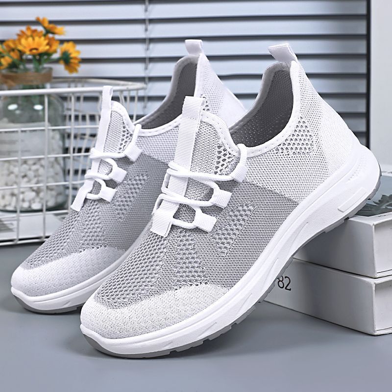 Women's autumn new breathable single shoes, Korean-style mesh shoes, flying fabric soft-soled running shoes, fashionable and versatile sports shoes details Picture