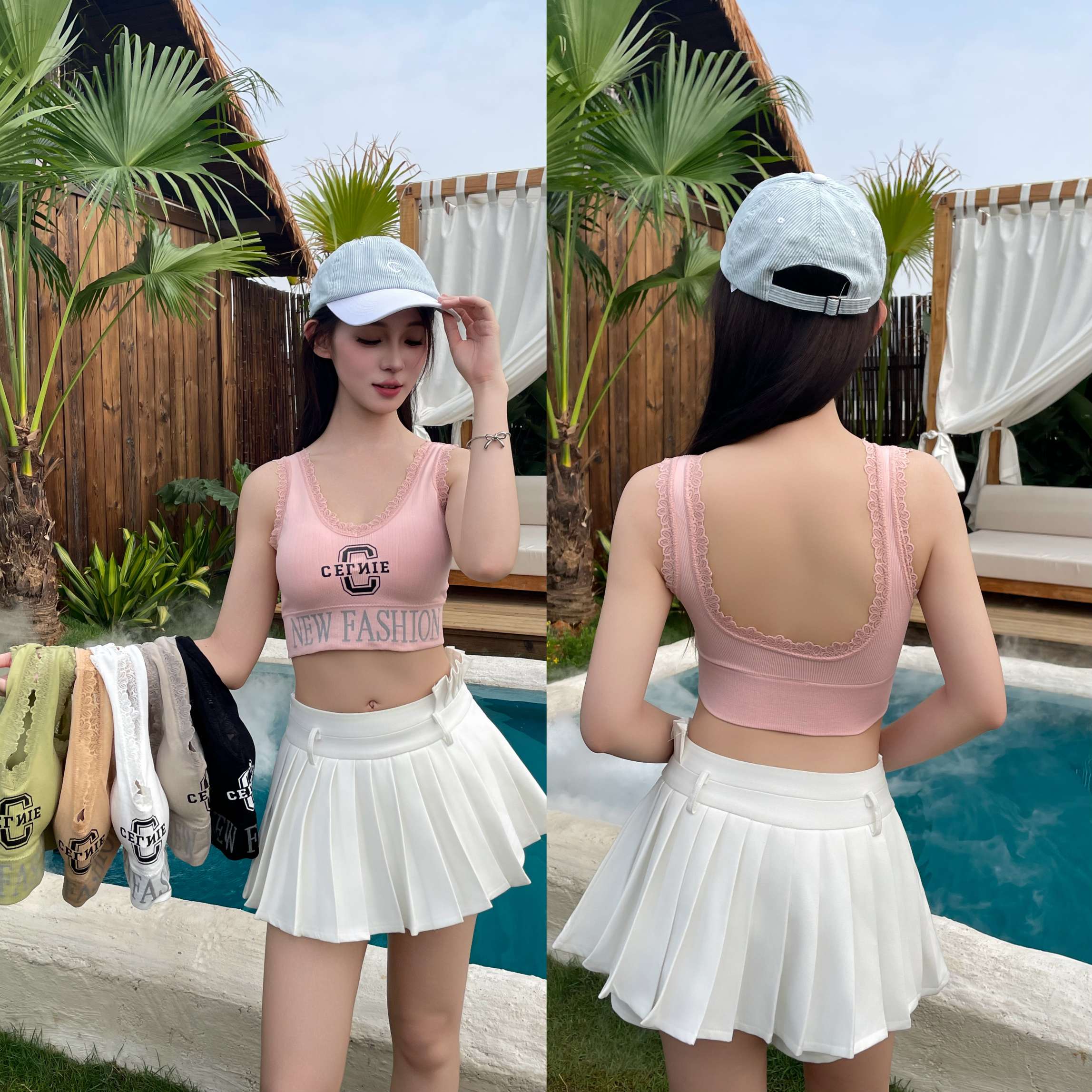 Sporty beautiful back bra gathering bra details Picture