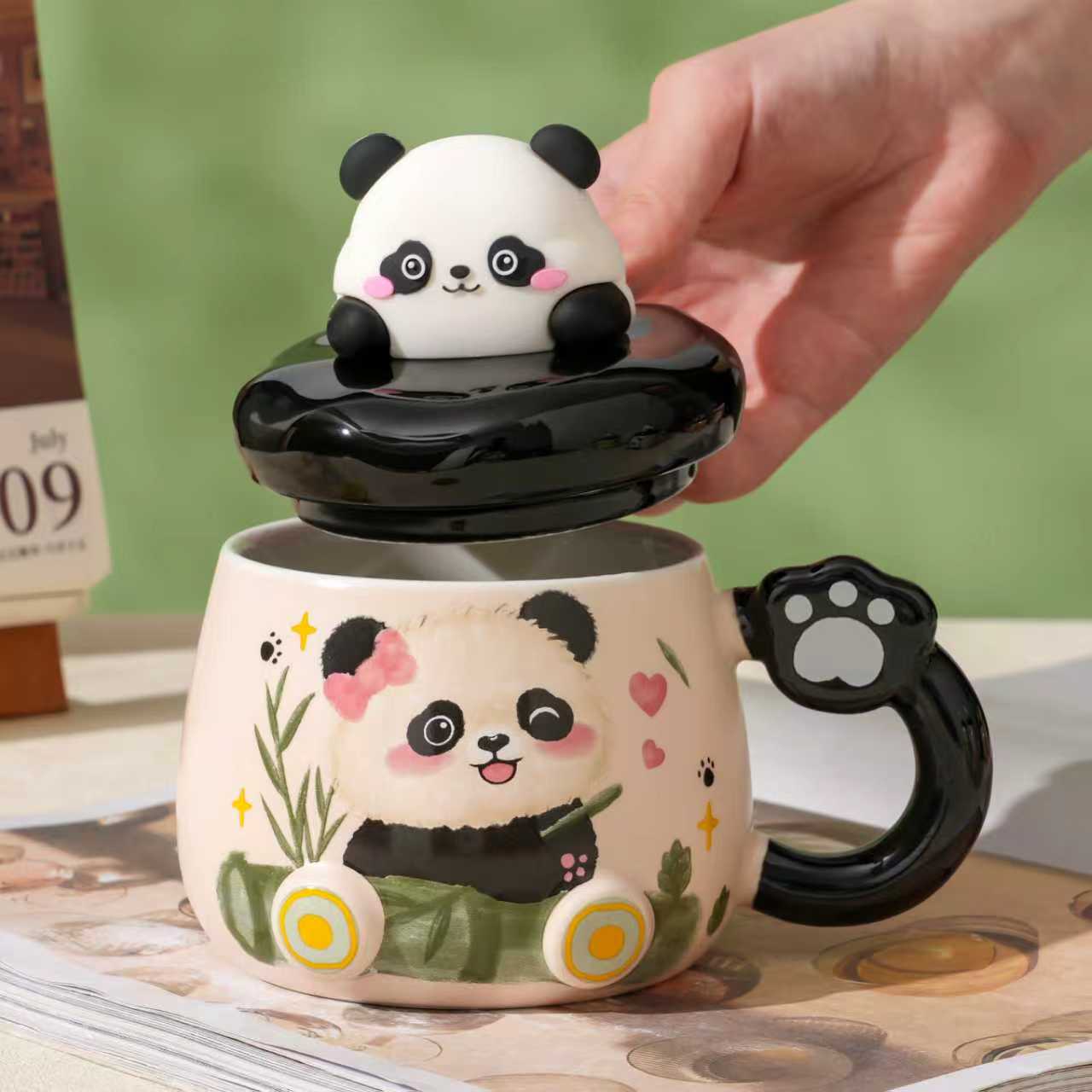 可爱陶瓷熊猫马克杯生日礼物送男友闺蜜宿舍高颜值喝水吃早茶漂亮的伴手礼品陶瓷杯产品图