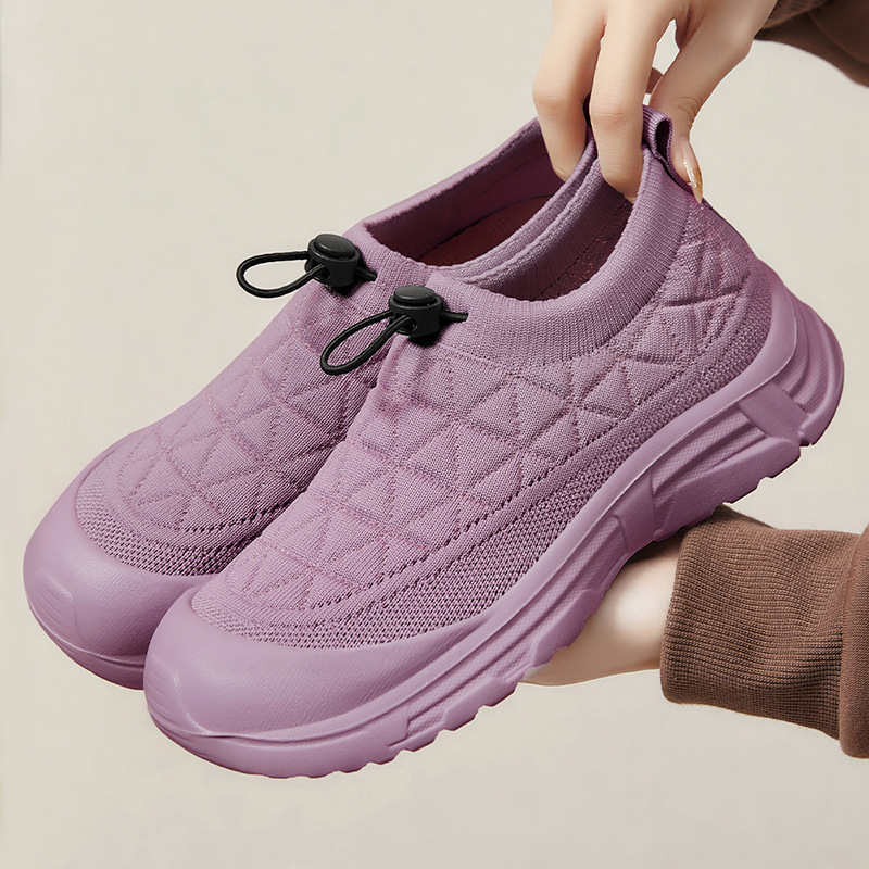 shoes for Women 2025 New cross-border flying woven sock shoes, fashionable and trendy sponge shoes, Shoes for a lazy person wearing one foot details Picture