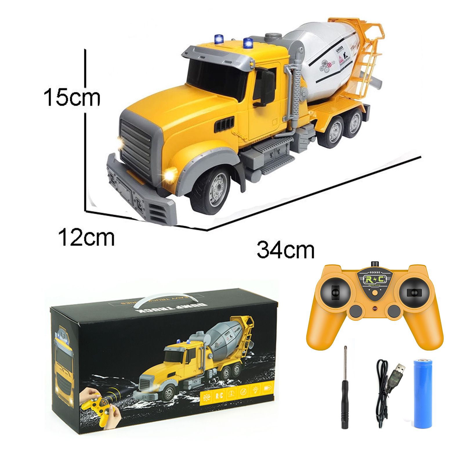 Wuyuan toys, children's mixer trucks, remote control rechargeable cement mixer trucks, remote control cars, Dongfang cars, sanitation vehicles, remote control cars, toys for export and wholesale detail image 16