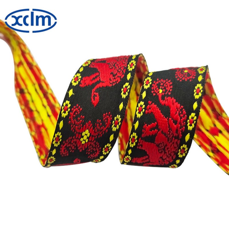 2.5cm elephant ethnic woven tape accessories, Thai Dai ethnic polyester decorative material, clothing accessories, jacquard ribbon edge wrapping Item Picture