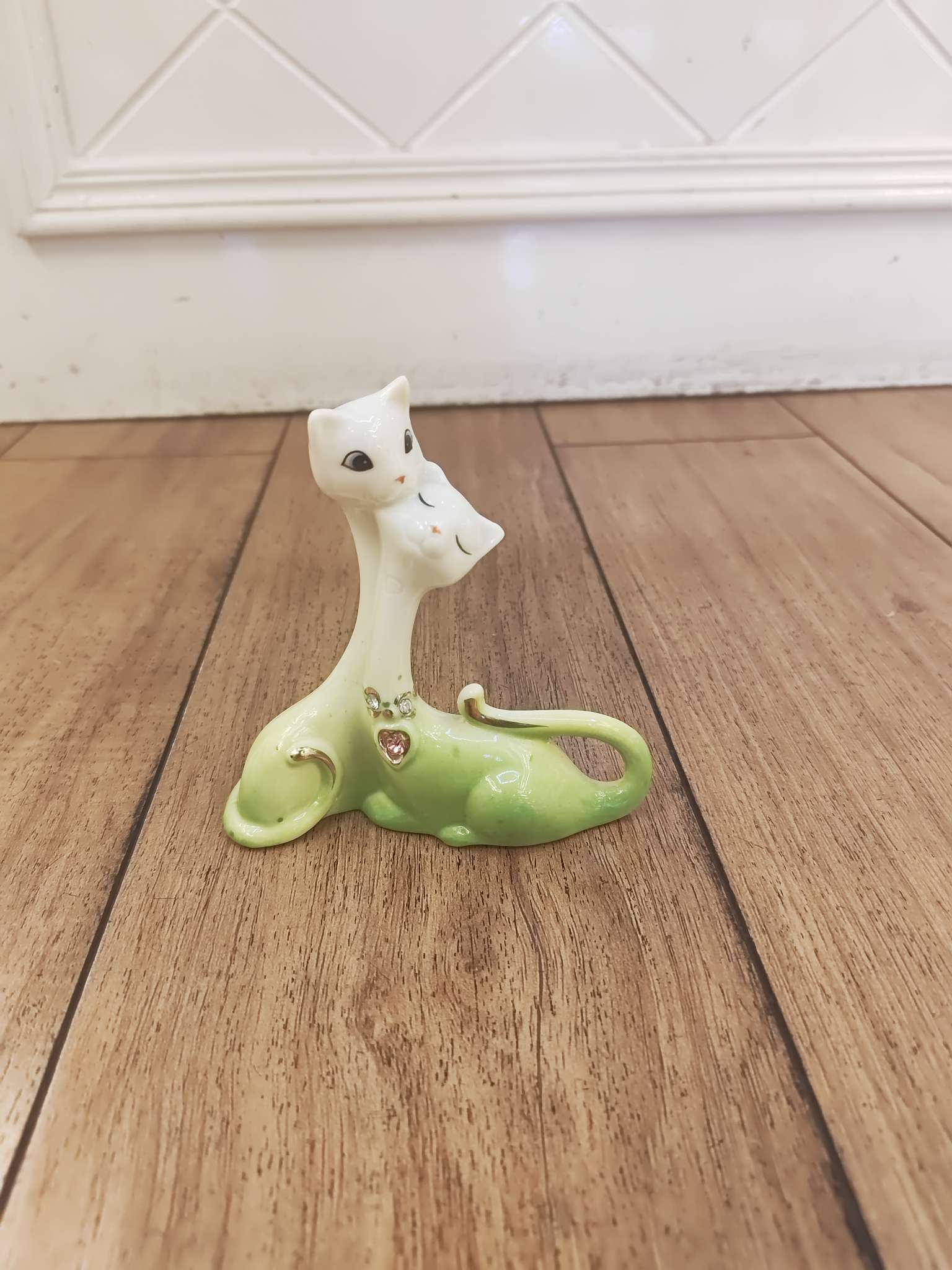 工艺品情侣小猫 绿色加钻