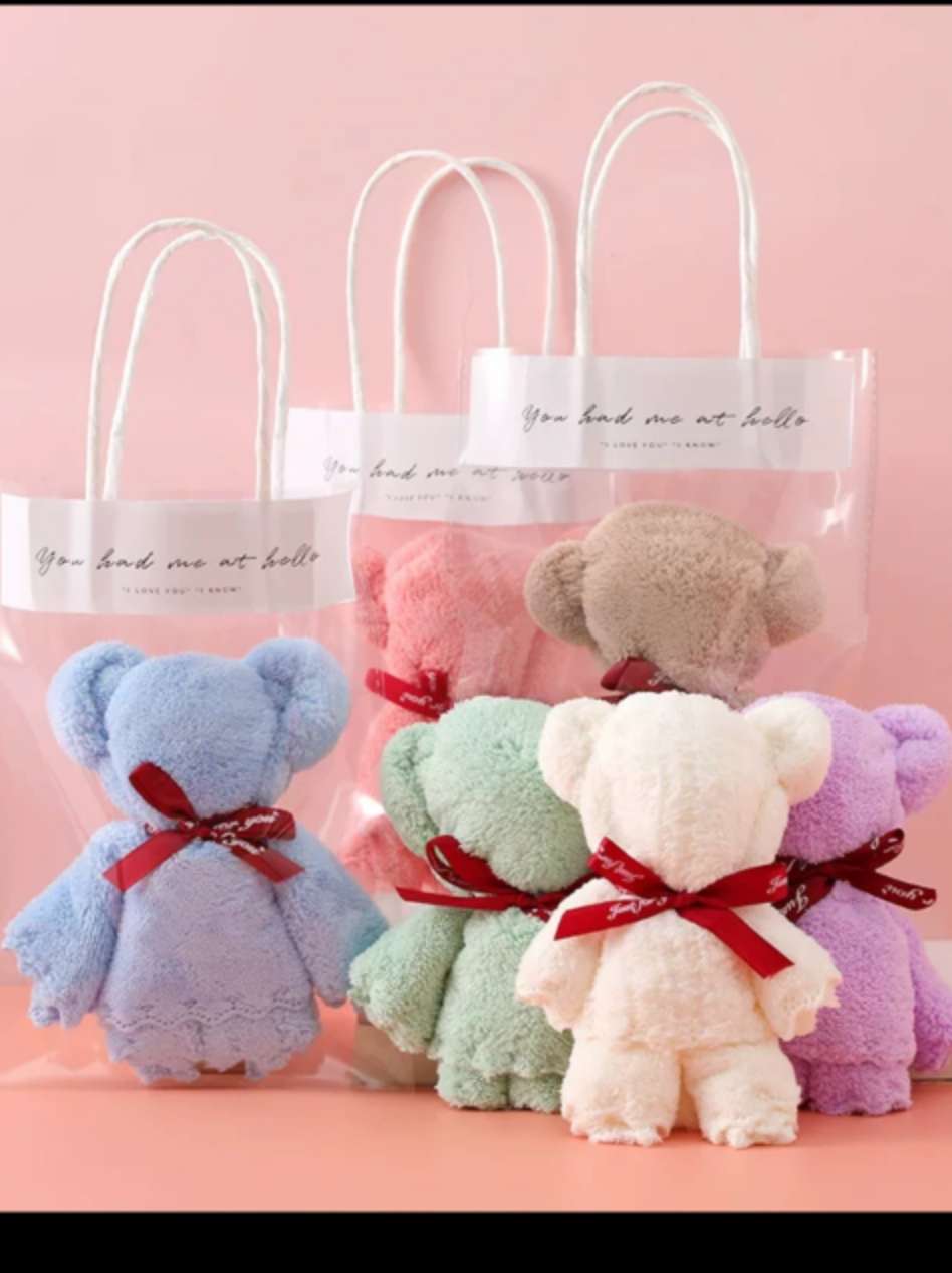 288个/毛巾小熊花束礼袋创意小熊手拎礼品
