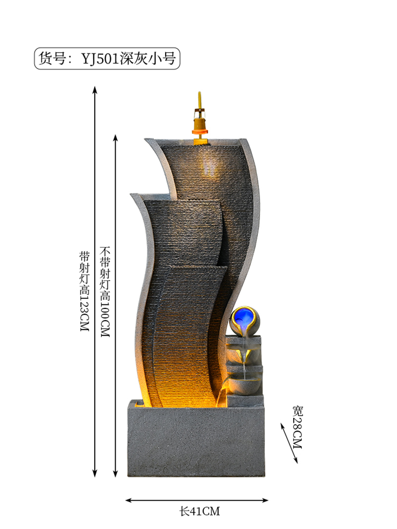 Cross-border creative European-style simple water ball, flowing water fountain ornaments for home living room, office, balcony and entrance hall decoration details Picture