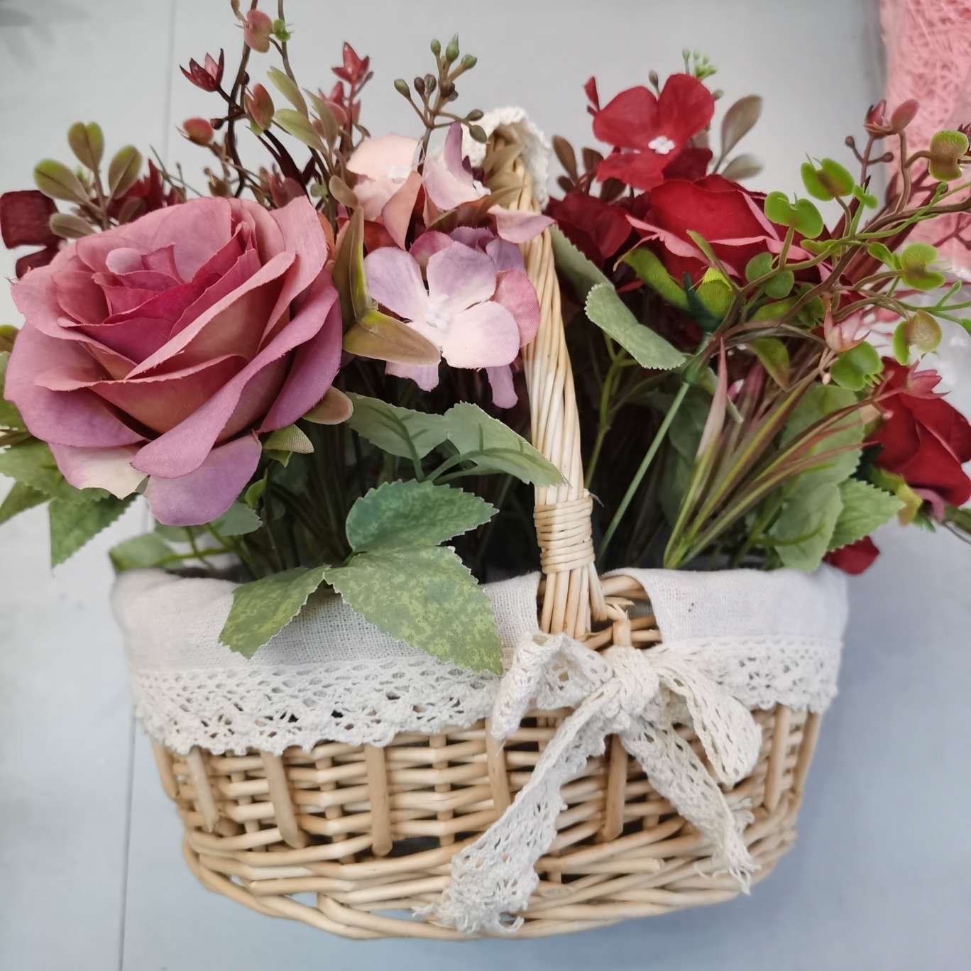 Handicrafts, gifts, decorative flower buckets, artificial flower accessories 2025, chrysanthemum garland weaving craft, flower basket ornaments, artificial flower accessories, artificial flower accessories Specification image