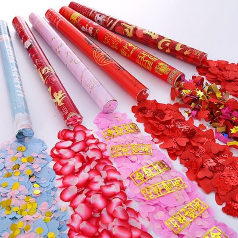 Festival color tubes, gold-embossed paper tubes, sequined paper scraps, multicolored paper scraps, fireworks, firecrackers, hand-twisted fireworks, new styles
