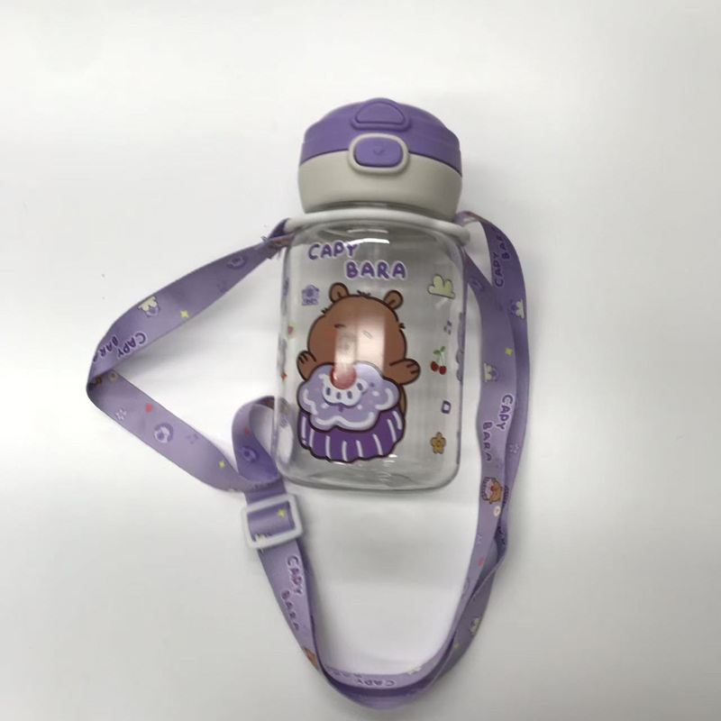 卡皮巴拉萌趣吸管杯 带背带便携水豚杯 多款式少女心大容量学生高颜值随手杯详情5