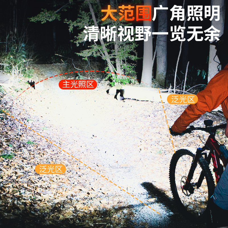 Cycling headlights, bicycle headlights, three-headlights, cycling charging mountain bike headlights, bicycle headlights, rainproof mountain bike headlights Application Scenario
