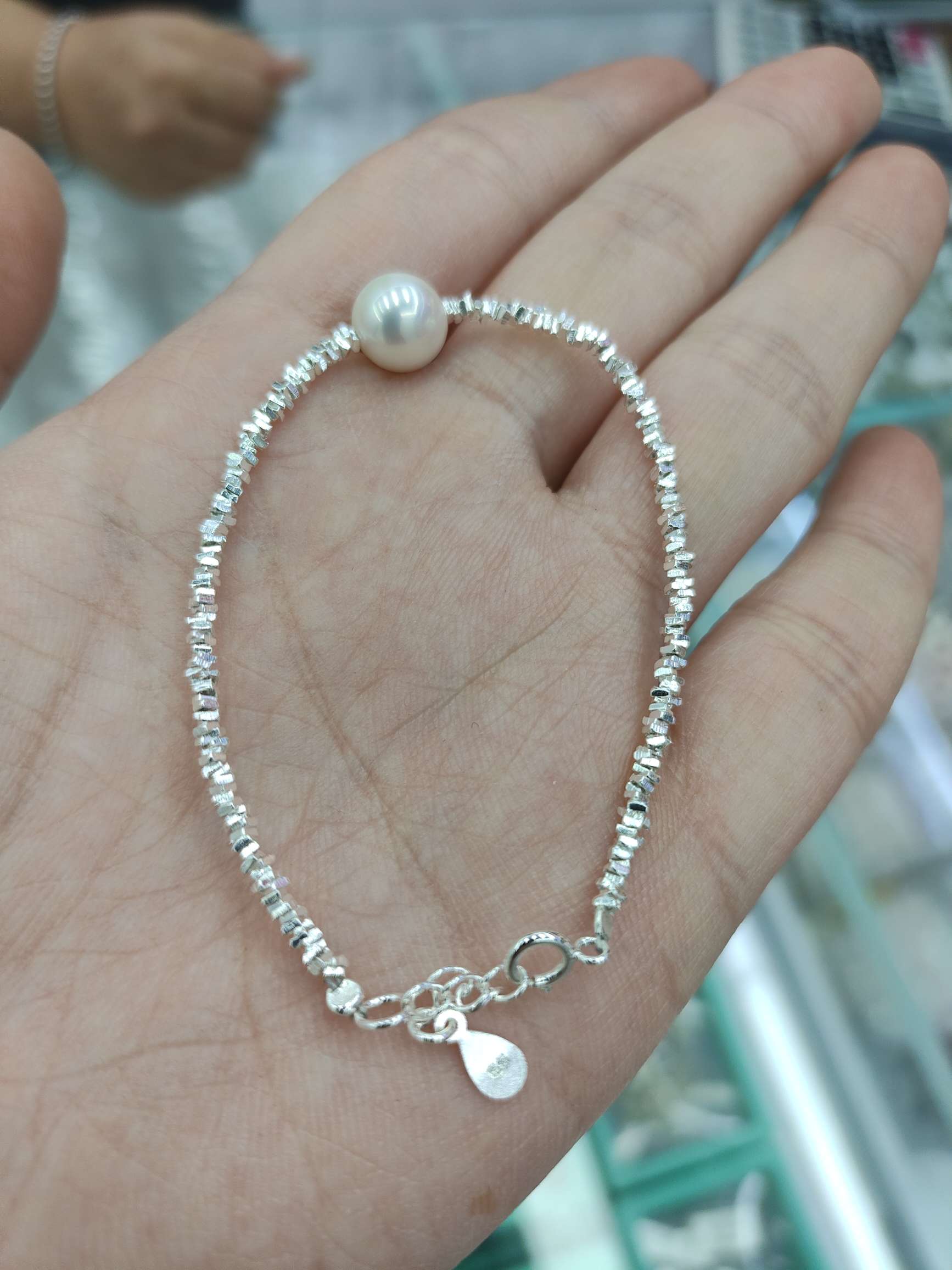 S925碎银加天然珍珠手链饰品
