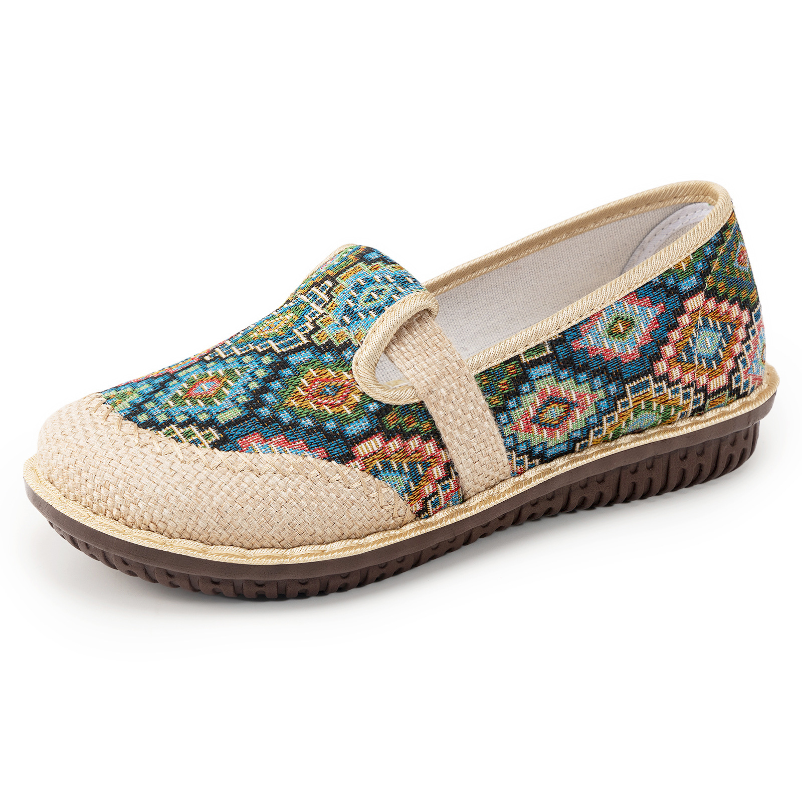 New breathable, one-step soft-soled single shoes for women, comfortable linen, ethnic style, old Beijing casual cloth shoes Item Picture