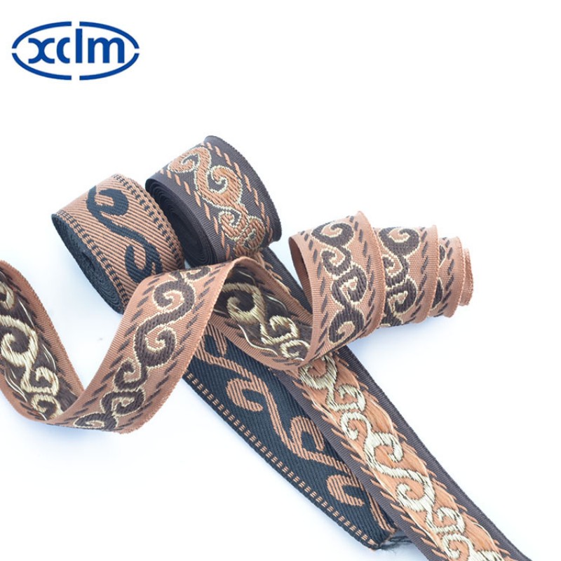 2.5cm geometric fashion ethnic style webbing clothing accessories, polyester decorative materials, colored jacquard ribbons, edge banding fabric strips Specification image